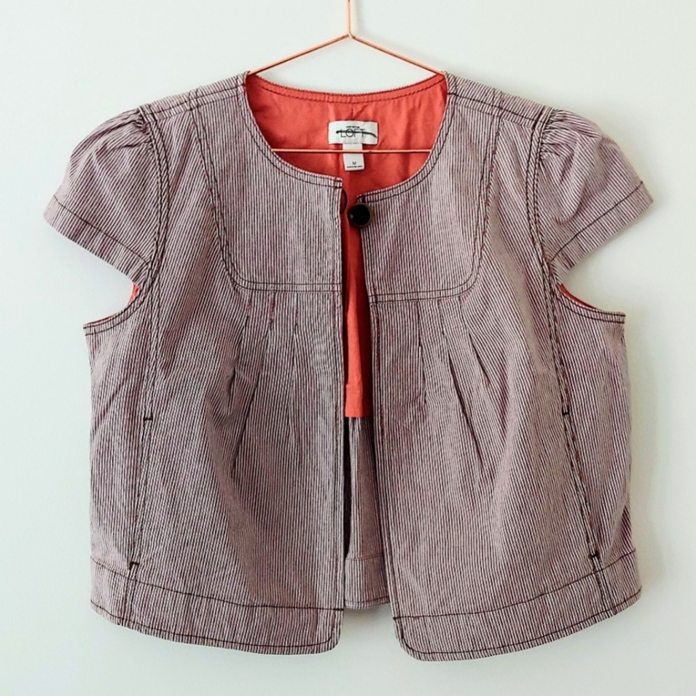 LOFT button front short sleeve jacket size M